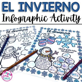 Preview of El Invierno Spanish Winter Vocabulary Infographic Activity