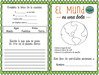 Preview of El MUNDO Booklet Español. Ciencias, vocabulario la tierra. Spanish science earth