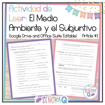 Preview of Spanish Environment and the Subjunctive Reading Activity 1 | El Medio Ambiente