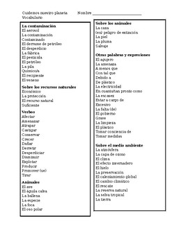 Preview of El Medioambiente: Vocabulary