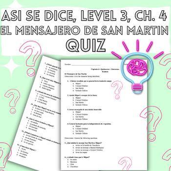Preview of El Mensajero de San Martin - Quiz