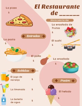 Preview of El Menu de tu Restaurante: Food/La Comida Unit