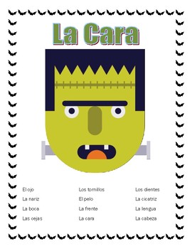 Preview of El Monstruo- La Cara -The Face-Spanish-Word Search- Halloween-Distance Learning 