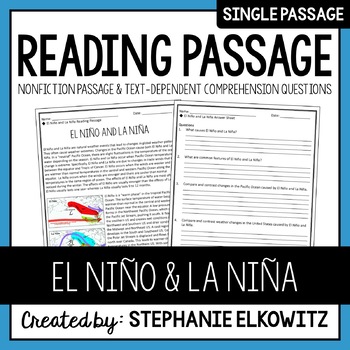 Preview of El Niño and La Niña Reading Passage | Printable & Digital