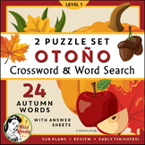El Otoño: Spanish Autumn Fall Season Vocabulary Crossword 