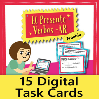 Preview of El Presente (Verbos –AR): Digital Task Cards, Distance Learning