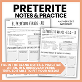 El Pretérito | Spanish Preterite Tense Editable Notes & Practice 