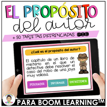 Preview of El Propósito del Autor (PIE) - BOOM CARDS