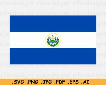 Preview of El Salvador National Flag, Salvadoran Printable Banner - SVG EPS AI PNG JPG PDF