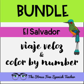 Preview of El Salvador Spanish CI Reading AND Color By Number BUNDLE
