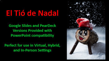 Preview of El Tió de Nadal PearDeck/Google Slides Lesson (La Navidad) (No Prep Sub-Plan)