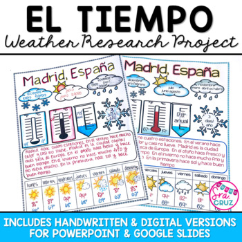Preview of El Tiempo Spanish Weather El Clima Research Project w/ DIGITAL for Google Slides