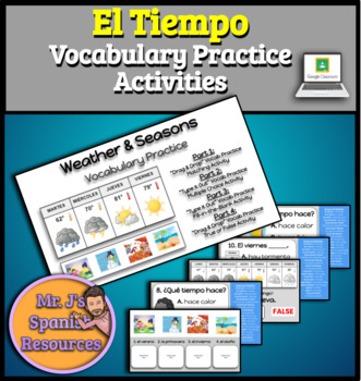 Preview of El Tiempo Weather & Seasons Vocabulary Practice - Spanish 1 - Distance Learning