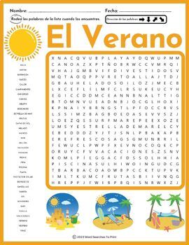 Worksheets in Spanish - la ropa de verano / summer clothes / clothing