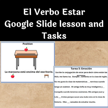 Preview of El Verbo Estar - Google Slide P.L.A.C.E Practice in Present Tense Spanish -