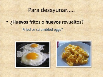 Preview of El desayuno / what do you have for breakfast in Spanish.