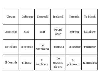 Preview of El dia de San Patricio St. Patrick's Day Matching Game and Activity