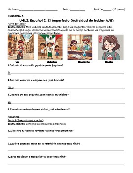 Preview of El imperfecto: A/B Speaking Activity (Spanish Imperfect)