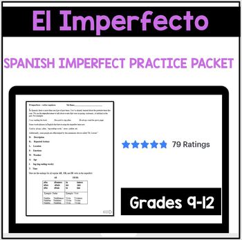 Preview of El imperfecto- Spanish Imperfect Tense Practice Worksheet Packet