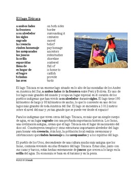 Preview of El lago Titicaca Lectura | Spanish Indigenous Reading  **FREEBIE**