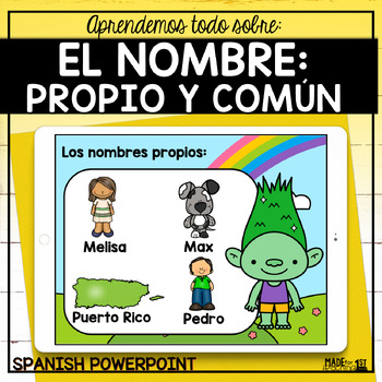 Preview of El nombre: propio y común Spanish PowerPoint/Distance Learning