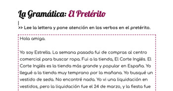 Preview of El preterito - The Spanish Preterite: intro worksheet