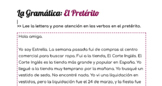 El preterito - The Spanish Preterite: intro worksheet