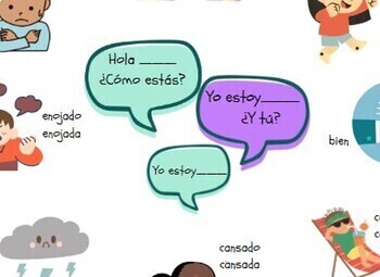 Preview of El saludo (the greeting). Spanish chat mat