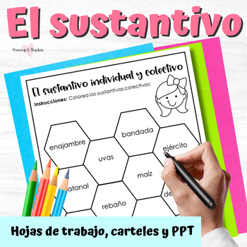 Preview of El sustantivo - Spanish Nouns - Grammar Worksheets and Power Point Presentation