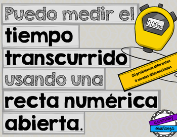 Preview of El tiempo transcurrido: elapsed time & open number lines [Spanish]