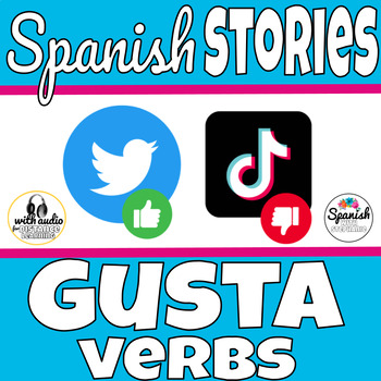 Preview of El verbo gustar, encantar, fascinar, verbs like gustar TikTok reading story