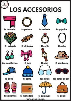Preview of El vocabulario de los accesorios en español -