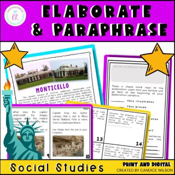 Preview of Elaborate and Paraphrase: Elaboration Made Easy (American Landmarks)