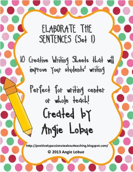 Preview of Elaborate/Enhance the Sentences - SET 1: Creative Writing Activity