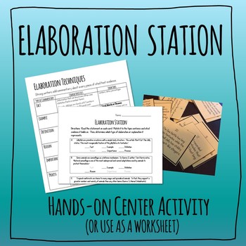 Preview of Elaboration Practice - Hands-on Activity / Worksheet