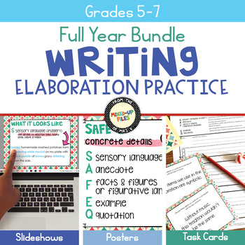 Preview of Elaboration Practice Writing Task Card Bundle