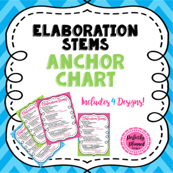 Elaboration Stems Anchor Chart/Posters by Perfectly Planned Designs