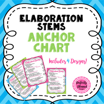 Preview of Elaboration Stems Anchor Chart/Posters| Writing Center Resources | ELA Tools