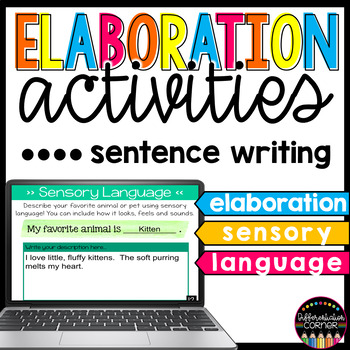 Preview of Elaboration Descriptive Writing Activities Sensory Language Details Imagery