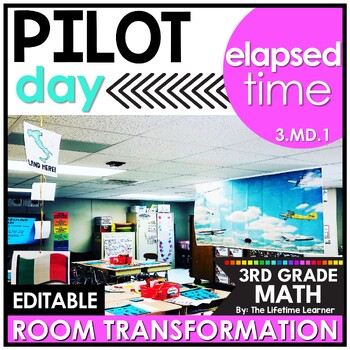 Preview of Elapsed Time Number Line Word Problems 3rd Grade Pilot Math Room Transformation