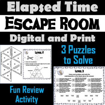 Preview of Elapsed Time Word Problems & Number Problems Escape Room Breakout Game