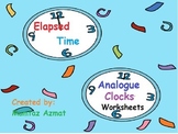 Elapsed Time Analogue Clocks Worksheets :