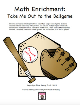 Preview of Take Me Out to the Ballgame: Baseball Math Enrichment Project