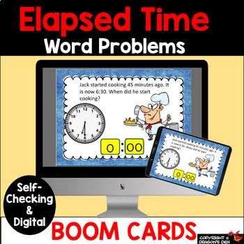 Preview of Elapsed Time Word Problem Digital Boom Cards  3.MD.A1,  4.MD.A2