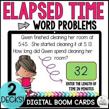 Preview of Elapsed Time Math Word Problems 3rd Grade Boom Cards