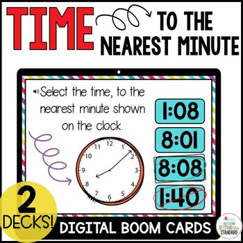 Preview of Telling Time to the Nearest Minute 3rd Grade Math Boom Cards
