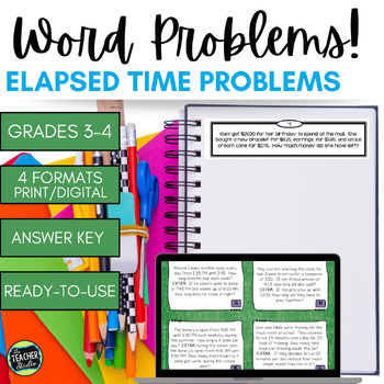 Preview of Elapsed Time Word Problems - Telling Time Word Problems Grade 3 and Grade 4