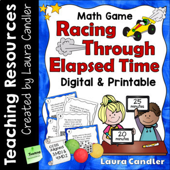 Preview of Elapsed Time Game with Editable Word Problems (Digital and Printable)