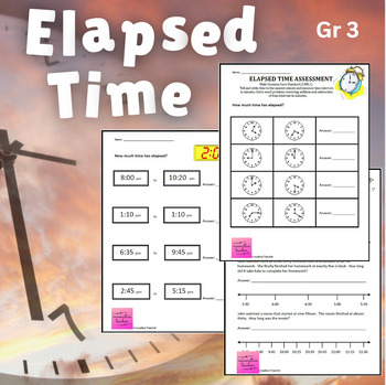 Preview of Elapsed Time Math Assessment Grade 3 (MD 1)
