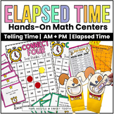 Elapsed Time Math Centers | Telling Time | AM & PM | Hands